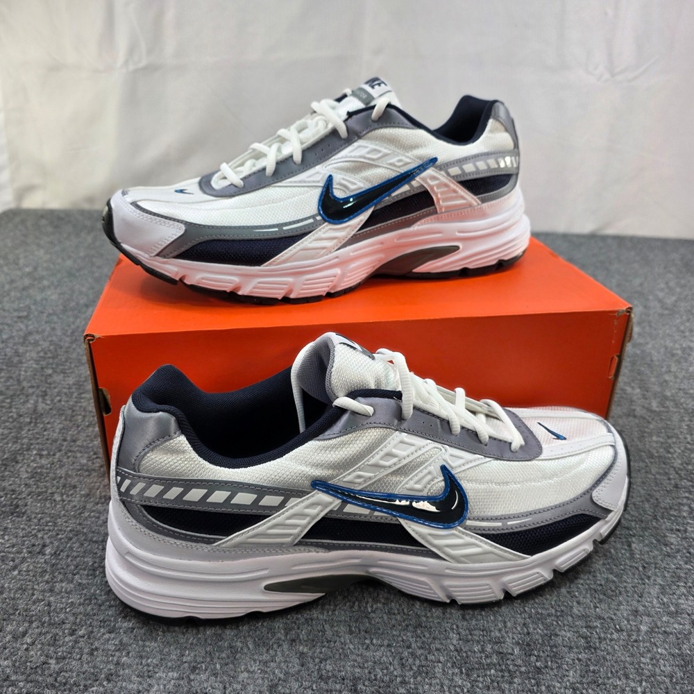 Nike Initiator Mens Running Shoes Sneakers 394055-101 White Blue Silver US‎ 13